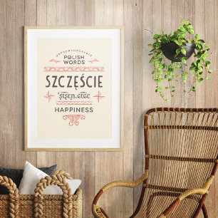 Polnisches Words Happiness Poster