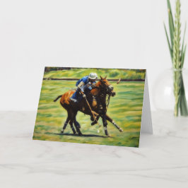 Polo Action Polo Horse Rider Art Note Card Karte
