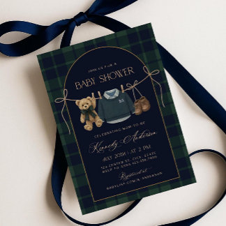 Polo-Baby-Shower-Einladung, Vornehmlicher Teddybär Einladung