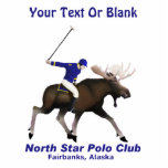 Polo Club Nord Star (Elche) Fotoskulptur Magnet<br><div class="desc">Die Dinge sind hier in Alaska ein bisschen anders. Das Logo des Nord Star Polo Club von Fairbanks wird ausgezeichnet. Zeigt einen Polospieler, der auf einem BullenElch montiert ist; sein Ballett hat angehoben. Es erscheint auch das Textlesen "North Star Polo Club" und "Fairbanks, Alaska". Sie können Ihren eigenen zusätzlichen Text...</div>