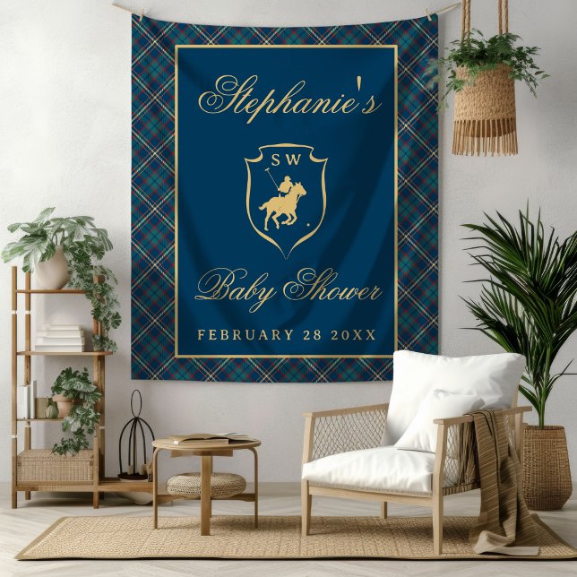 Polo Equestrian Classic Plaid Baby Shower Backdrop Wandteppich (Von Creator hochgeladen)