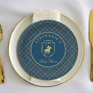 Polo Equestrian Classic Tartan Kariert Baby Shower Pappteller
