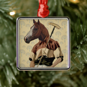 Polo Horse Portrait Ornament Aus Metall