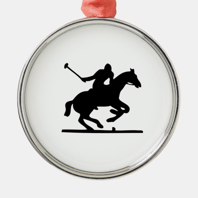 Polo-Pferd Silbernes Ornament (Vorne)