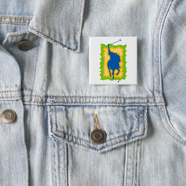 Polo Player Silhouette Modern Horseback Sports Button (Von Creator hochgeladen)
