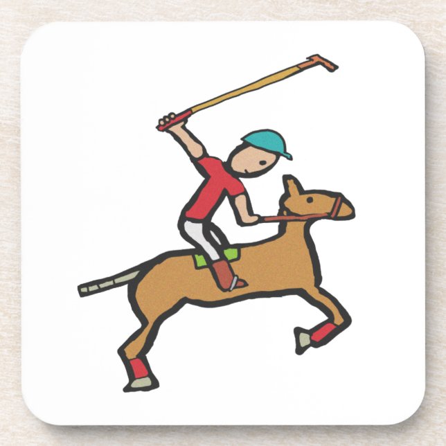 Polo Playing Reiter Getränkeuntersetzer (Vorderseite)