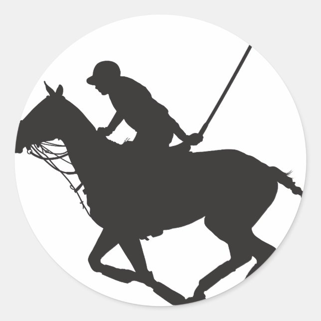 Polo Pony Silhouette Runder Aufkleber (Vorderseite)