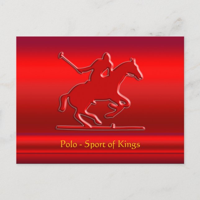 Polo Pony und Rider in roter Chrom-Optik Postkarte (Vorderseite)