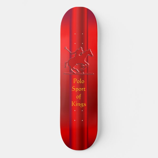 Polo Pony und Rider in roter Chrom-Optik Skateboard (Vorderseite)