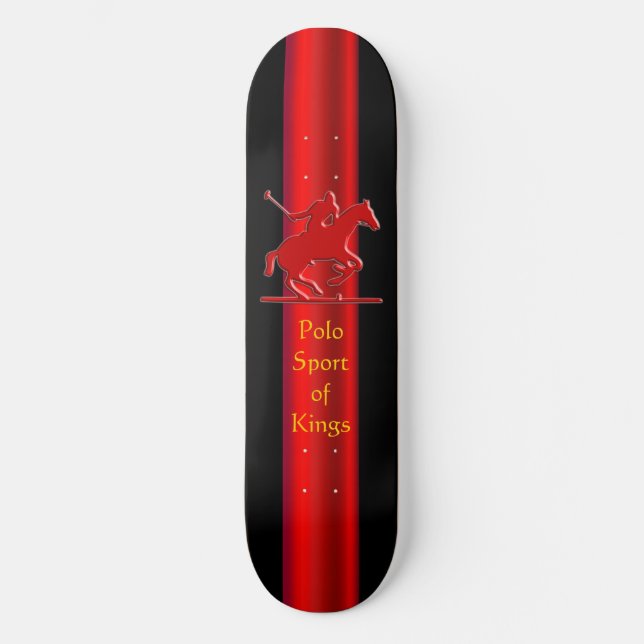Polo Pony und Rider in roter Chrom-Optik Skateboard (Vorderseite)