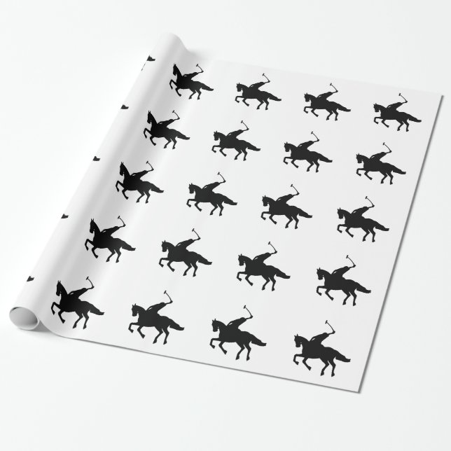 Polo-Spieler und Pferd Geschenkpapier (Ungerollt)