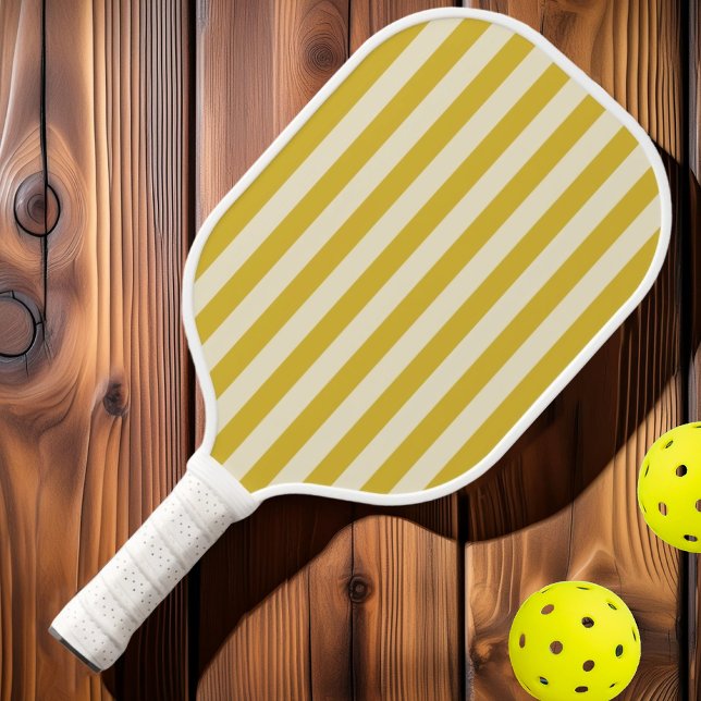 Polo-Striping Burnt Lemon Mitte des Jahrhunderts Pickleball Schläger (Von Creator hochgeladen)