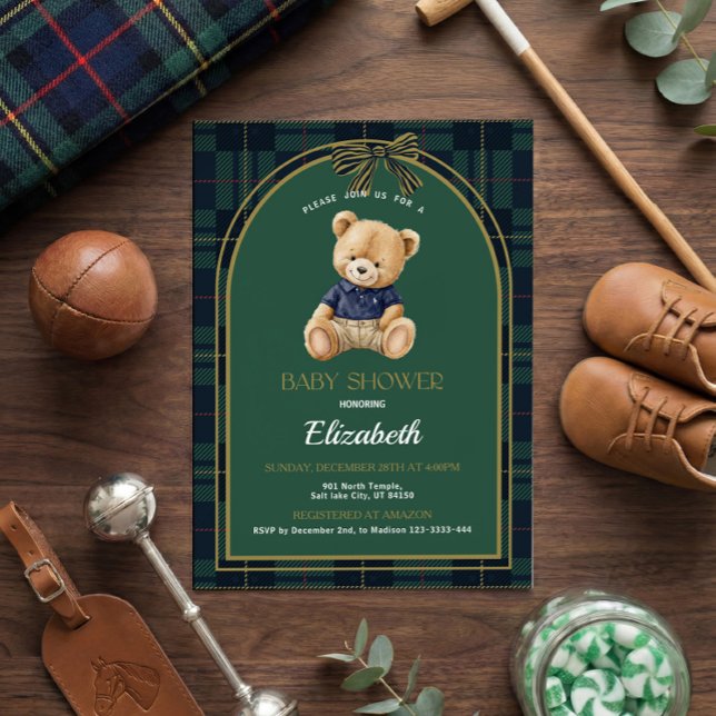 Polo Teddy Bear Baby Shower Invitation Einladung (Von Creator hochgeladen)