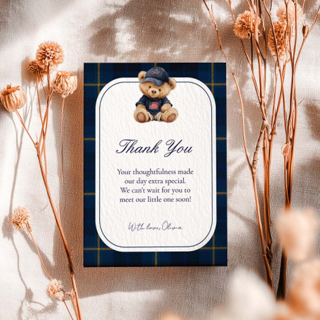 Polo Teddy Bear Baby Shower Thank You Card Dankeskarte (Von Creator hochgeladen)