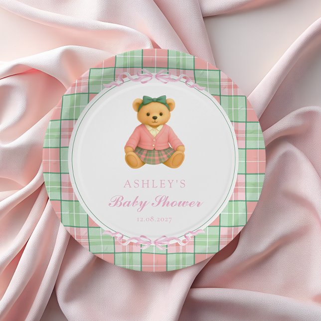 Polo Teddy Bear Girl Bear Baby Shower Pappteller (Von Creator hochgeladen)