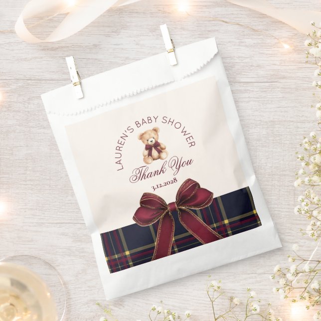 Polo Teddy bear red Bow Preppy Vielen Dank Geschenktütchen (Ausgeschnitten)