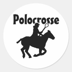 Polocrosse (Silhouette) Runder Aufkleber