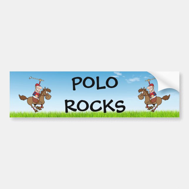 Polofelsen / Reiter und Pferd Autoaufkleber (Vorne)