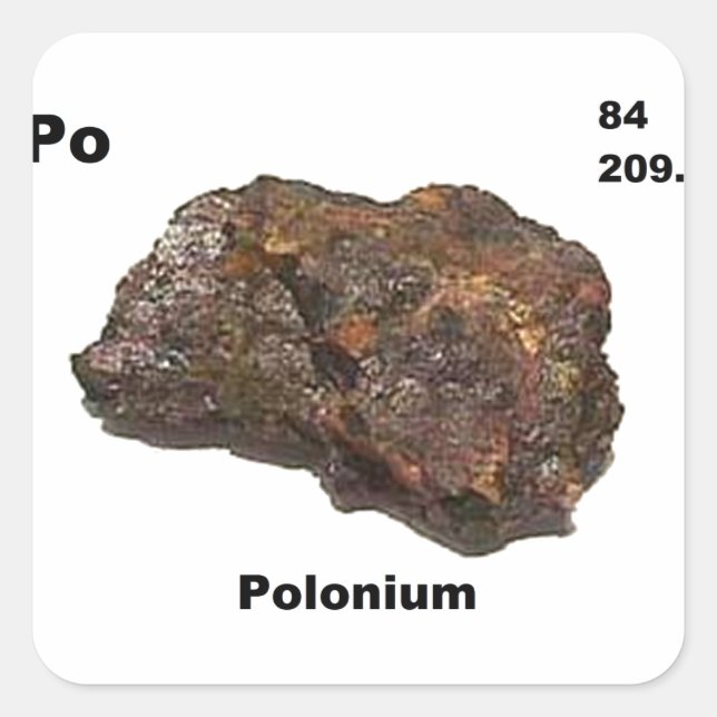 Polonium Quadratischer Aufkleber (Vorderseite)