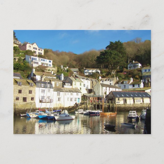 Polperro Harbour Cornwall England Postkarte (Vorderseite)