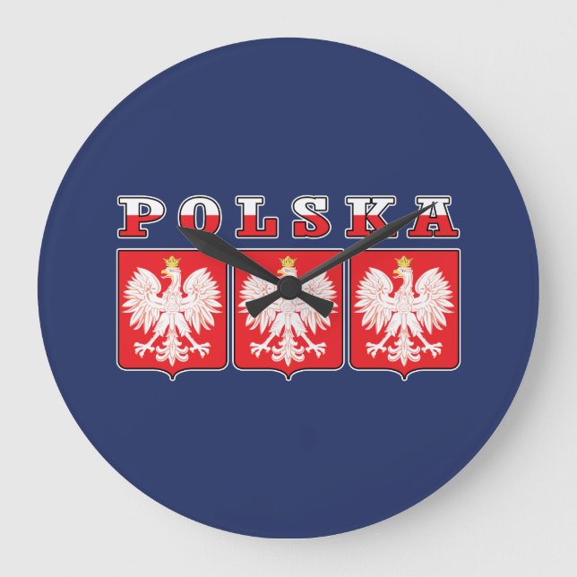 Polska Eagle Flag Shields Große Wanduhr (Vorderseite)
