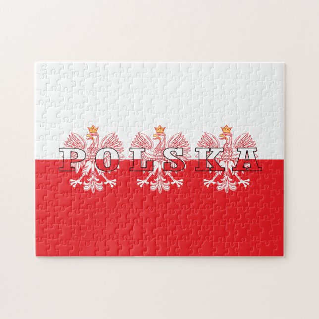 Polska Flag Red Eagles Puzzle (Horizontal)