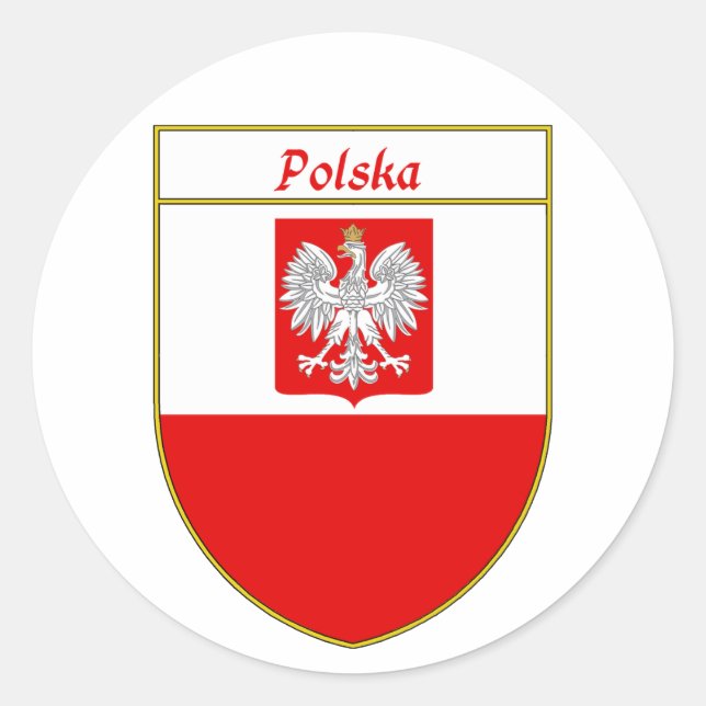 Polska-Flaggenschild Runder Aufkleber (Vorderseite)
