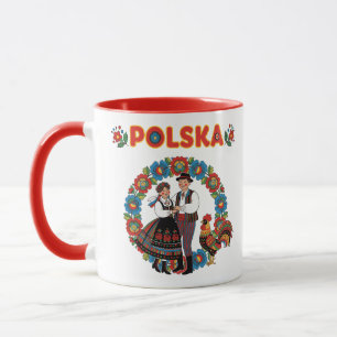 Polska Folk Couple Łowicz Art Tasse