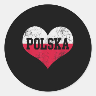 Polska Heart Flag Polen Polnisches Familienerbe VI Runder Aufkleber