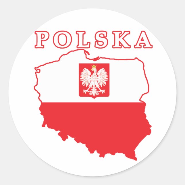 Polska Karte mit Eagle Runder Aufkleber (Vorderseite)