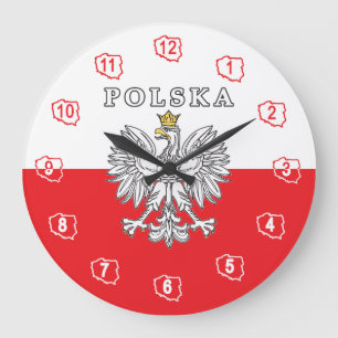 Polska mit Polnischem Adler Große Wanduhr