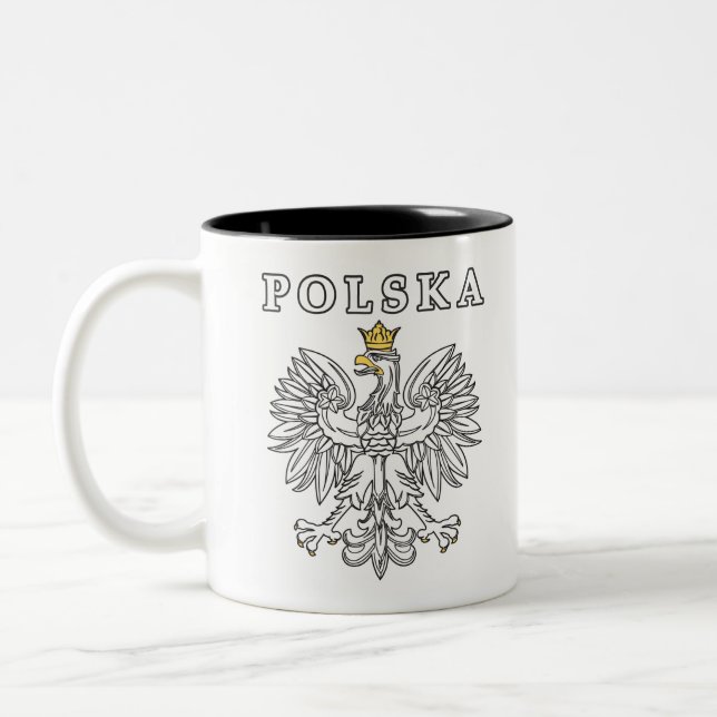 Polska mit polnischem Eagle Zweifarbige Tasse (Links)