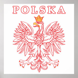 Polska mit Rot-Polnischem Eagle Poster