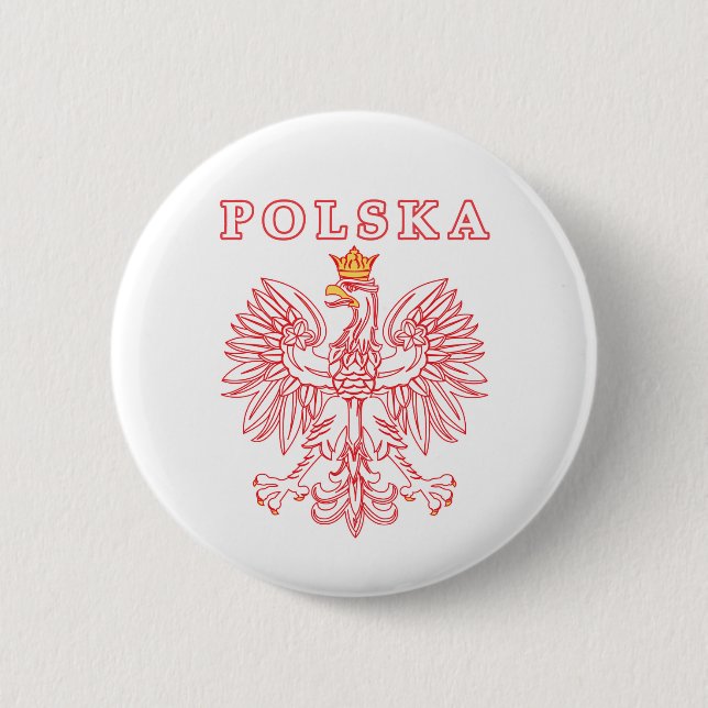 Polska mit rotem Polnischer Adler Button (Vorderseite)