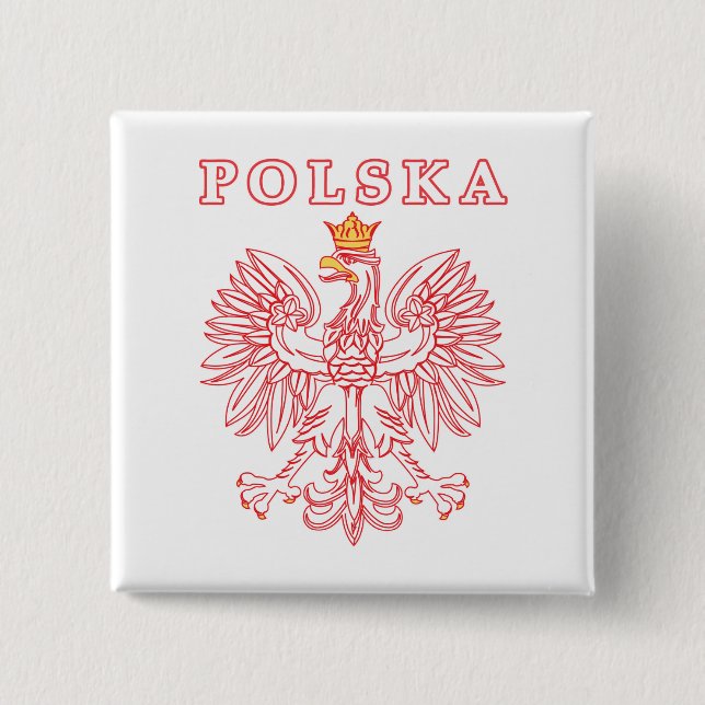 Polska mit rotem Polnischer Adler Button (Vorderseite)