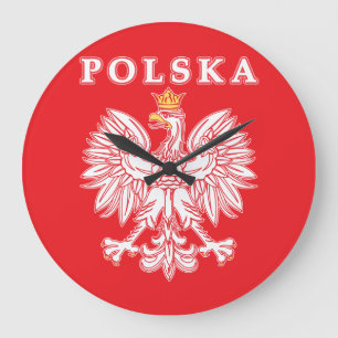 Polska mit rotem Polnischer Adler Große Wanduhr