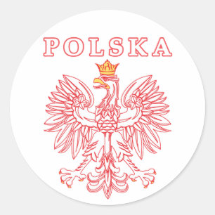 Polska mit rotem Polnischer Adler Runder Aufkleber