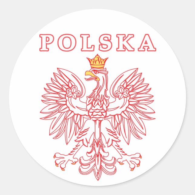Polska mit rotem Polnischer Adler Runder Aufkleber (Vorderseite)
