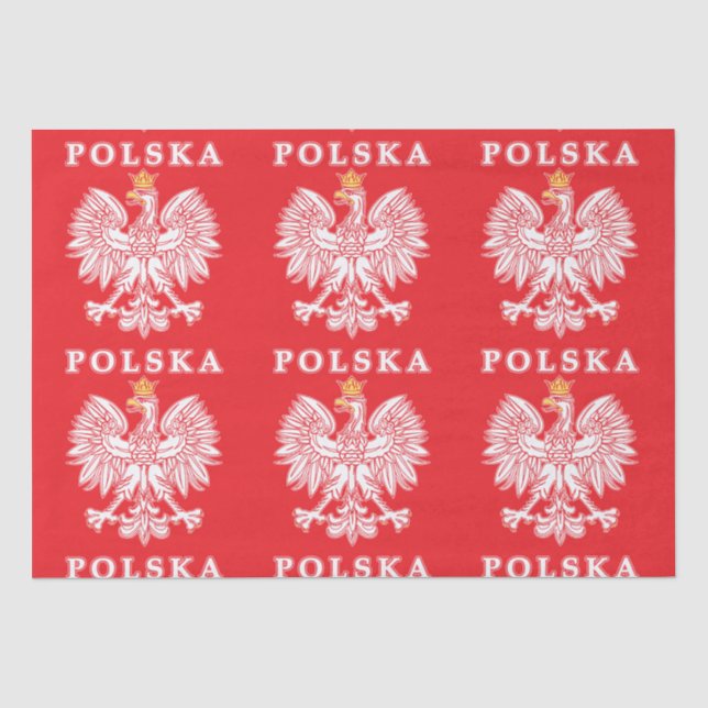 Polska mit rotem Polnischer Adler Seidenpapier (Vorderseite)