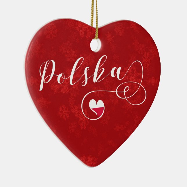 Polska Poland Heart, Christmas Tree Ornament (Rechts)