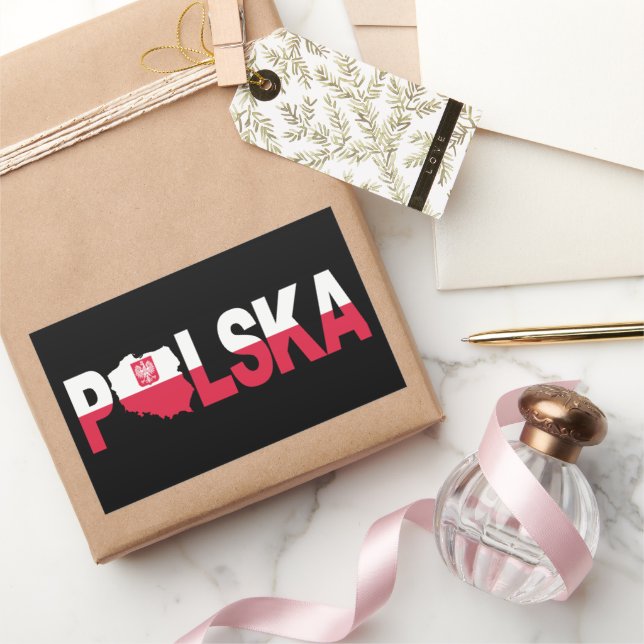 Polska Polen - Flaggenkarte Rechteckiger Aufkleber (Schenken)