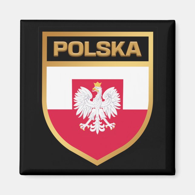 Polska/Polen - Flaggenschild und Emblem Magnet (Vorne)