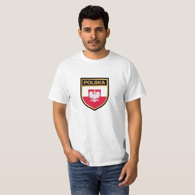 Polska/Polen - Flaggenschild und Emblem-T - Shirt (Vorne ganz)