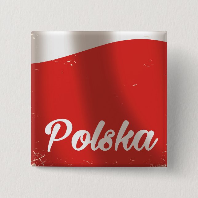 Polska, Polen Vintage Reiseplakat Button (Vorderseite)