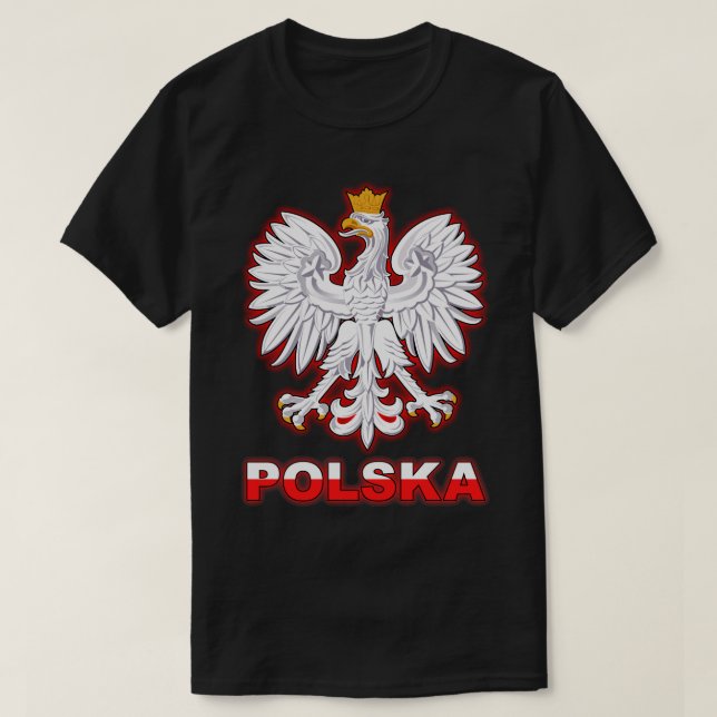 Polska Polska Polska-Polnischer Wappen Weißer Adle T-Shirt (Design vorne)