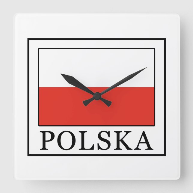 Polska Quadratische Wanduhr (Vorderseite)
