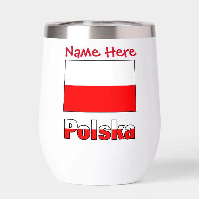 Polska und Polnisch Flag Red Personalization Therm (Rückseite)