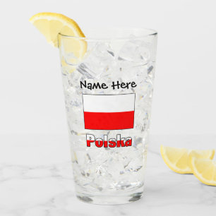 Polska und polnische Flagge Glas