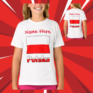 Polska und Polnische Flagge Rot Personalisierung M T-Shirt