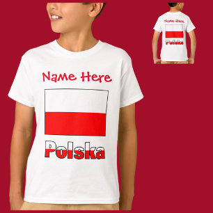 Polska und Polnische Flagge Rot Personalisierung  T-Shirt